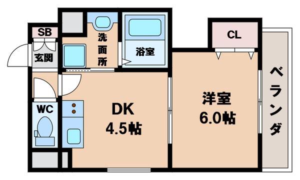 エスコート勝山(1DK/3階)の間取り写真