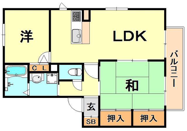 ファミーユ(2LDK/1階)の間取り写真