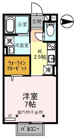ユイメゾン22(1K/2階)の間取り写真