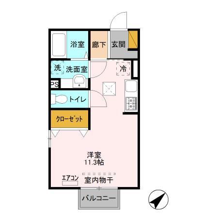 アリエッタ(ワンルーム/1階)の間取り写真
