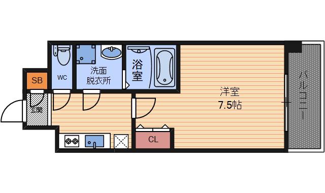 S-RESIDENCE福島GRANDE(1K/10階)の間取り写真
