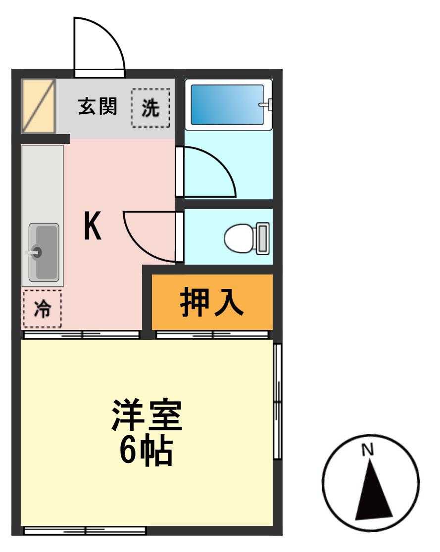 日の出コーポ(1K/1階)の間取り写真