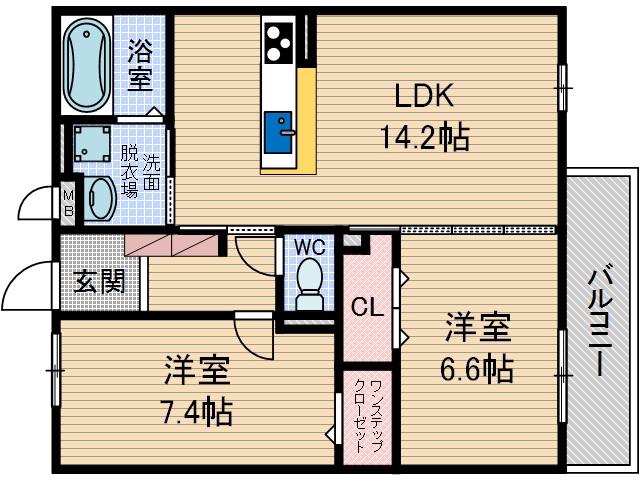 メゾンドォール・サライ(2LDK/1階)の間取り写真