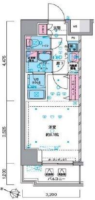 ジェノヴィア南千住IIスカイガーデン(1K/8階)の間取り写真