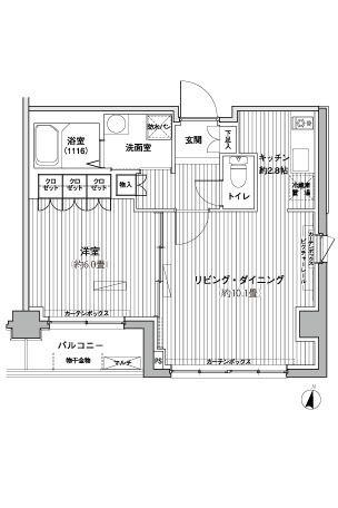 ヒューリックレジデンス茗荷谷(1LDK/2階)の間取り写真