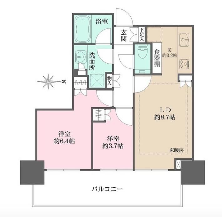 大崎ステーションレジデンス(2LDK/18階)の間取り写真