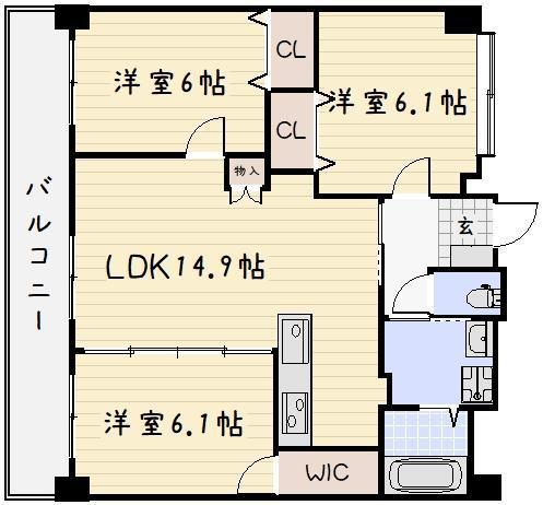 フェルト127(3LDK/4階)の間取り写真