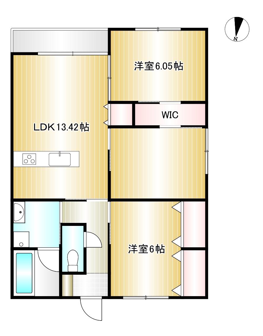 ALMA(2SLDK/1階)の間取り写真