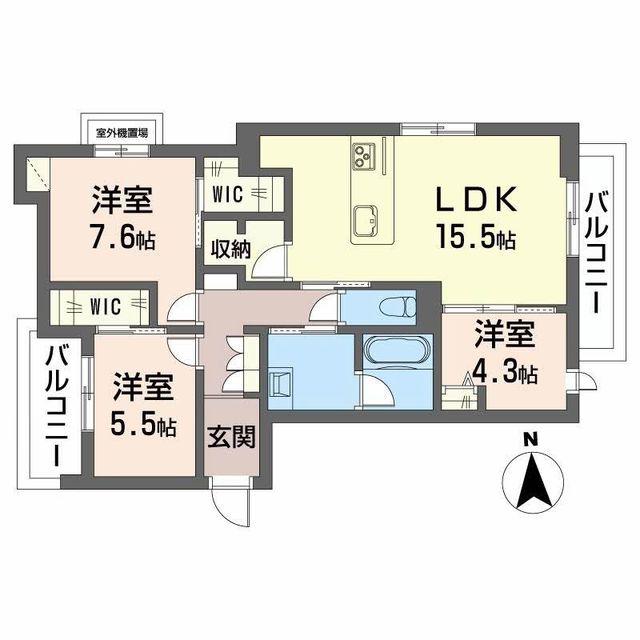 BELLE BLANCHE(3LDK/4階)の間取り写真