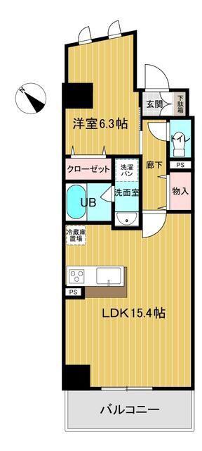 LUCE VII(1LDK/9階)の間取り写真