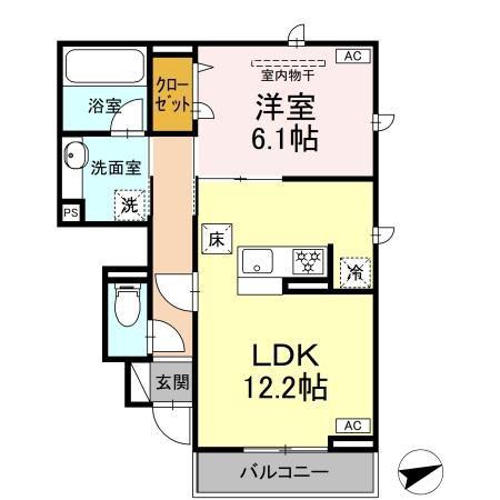 DORA(1LDK/1階)の間取り写真