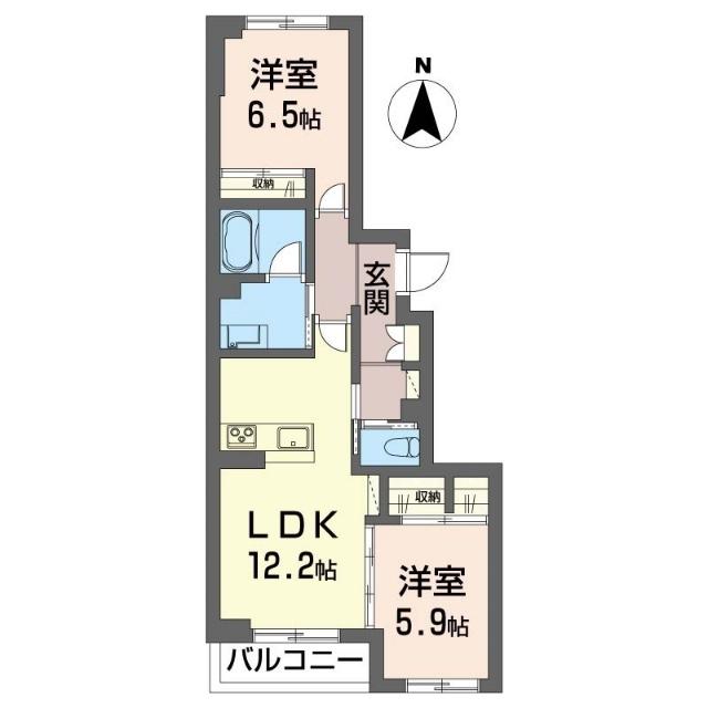 ラフィナート住吉(2LDK/3階)の間取り写真