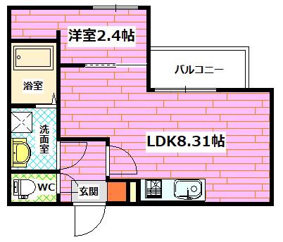 セブンプロート海田栄町(1LDK/2階)の間取り写真
