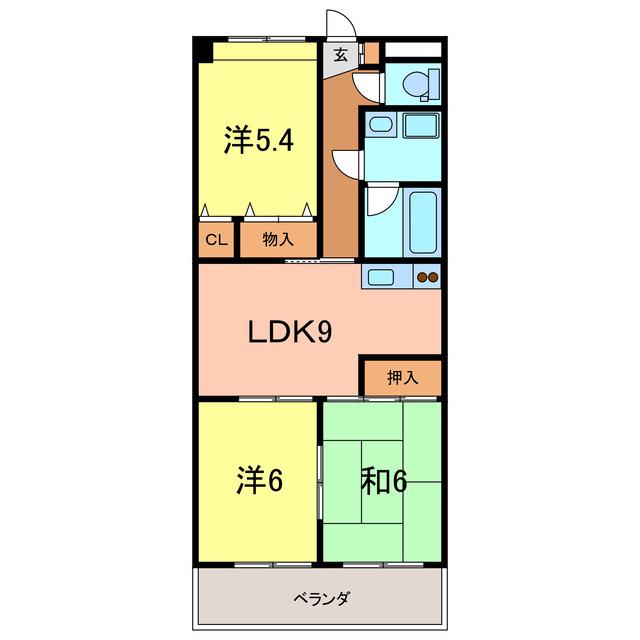 メゾン・ド・ヨサミB棟(3LDK/3階)の間取り写真
