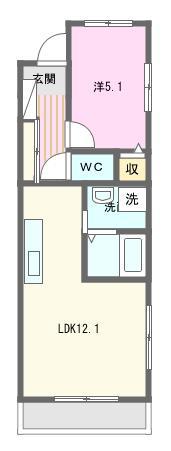 ハーヴェスト染地台II(1LDK/2階)の間取り写真