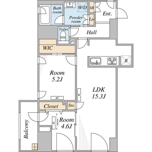 THE MAYFAIR 部屋番号201(2LDK/2階)の間取り写真
