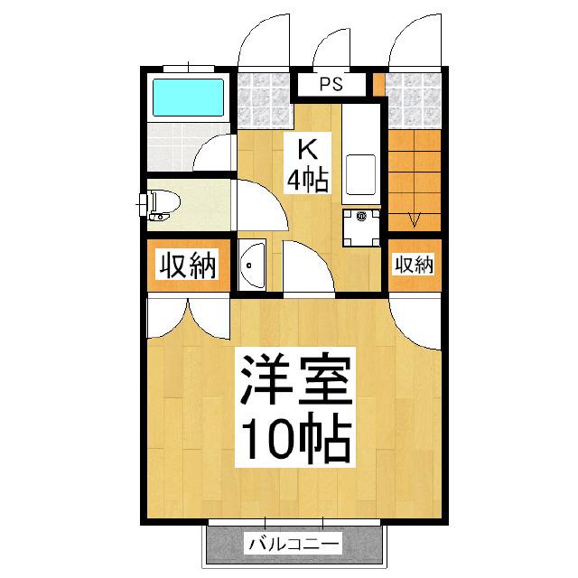 カーサマサキF棟(1K/1階)の間取り写真