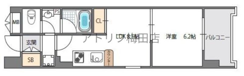 コンソラーレ東野田(1LDK/10階)の間取り写真