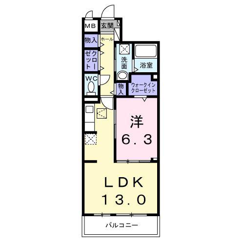 ブルーム(1LDK/1階)の間取り写真