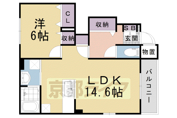 バンブーアン(1LDK/1階)の間取り写真
