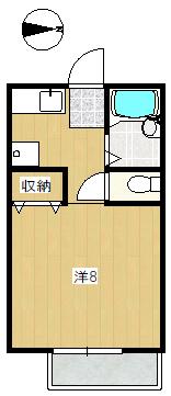 ハルコーポ(1K/1階)の間取り写真