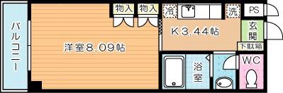 MITSUO(1K/3階)の間取り写真