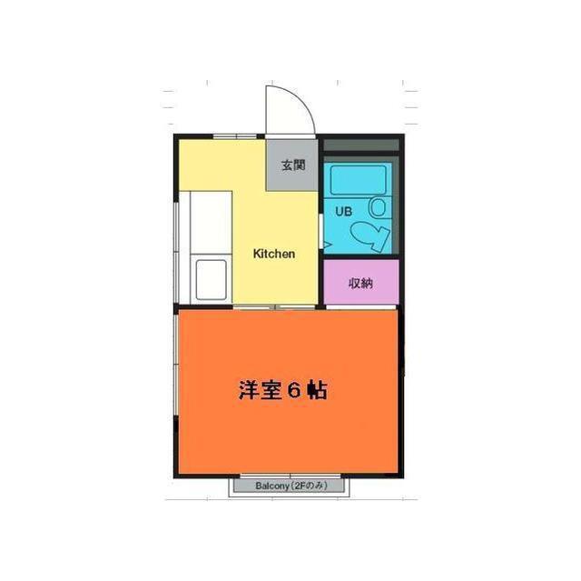 コーポグリーンヒル(1K/2階)の間取り写真