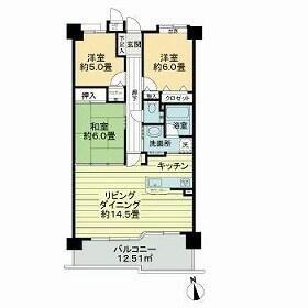 ライオンズマンション三好ヶ丘(3LDK/2階)の間取り写真