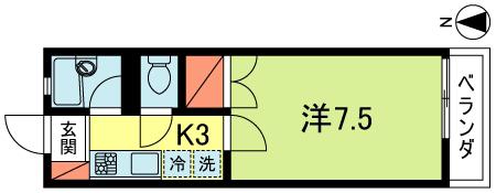 ミネハイツ(1K/1階)の間取り写真