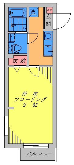 パークヒルズ馬込(1K/2階)の間取り写真
