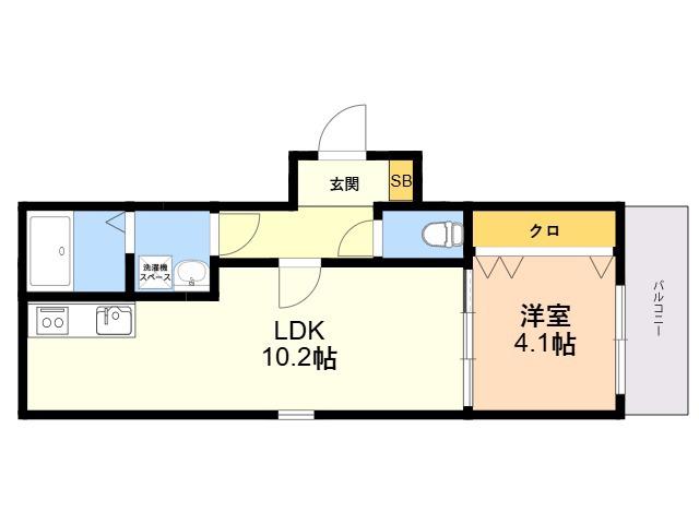 麦野1丁目AP(1LDK/3階)の間取り写真