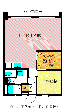 クラウンレインボー(1LDK/3階)の間取り写真