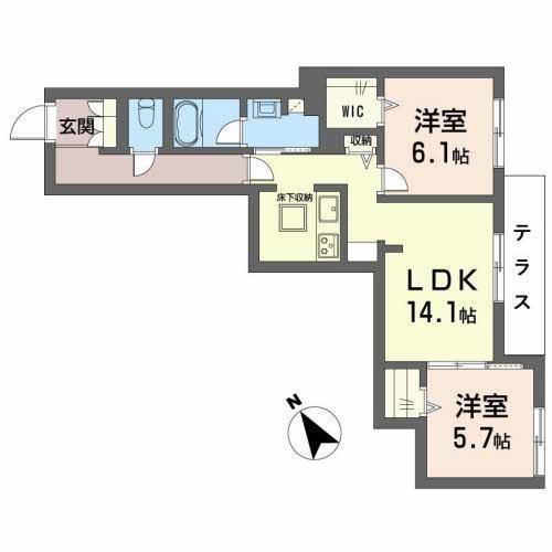 シャーメゾン リッシュ高石(2LDK/1階)の間取り写真