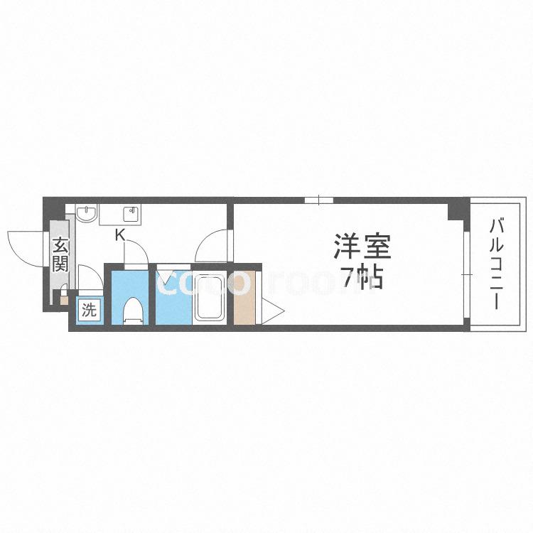 オリエンタル上町(1K/6階)の間取り写真