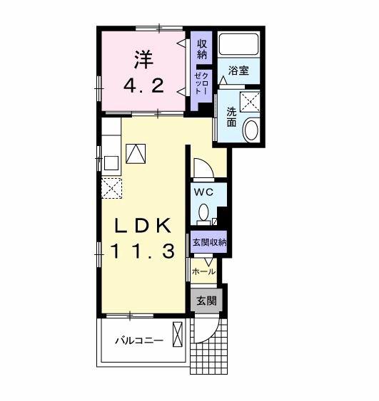 モンターニュ(1LDK/1階)の間取り写真