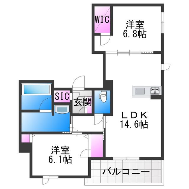 シャーメゾン阪南ガーデン(2LDK/3階)の間取り写真