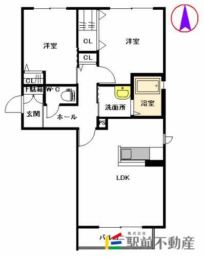 サンスポットれんげII(2LDK/2階)の間取り写真