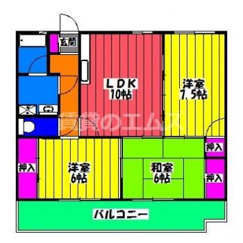 アルーバ・プランタン(3LDK/4階)の間取り写真