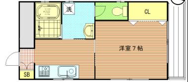 ヴィレッジ弁天(1K/2階)の間取り写真