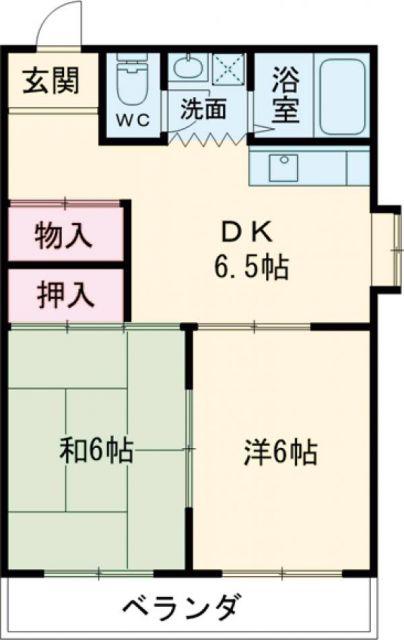 グリーンピア上野(2DK/3階)の間取り写真