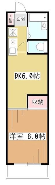 フローラルマンション(1DK/3階)の間取り写真