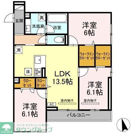トリシア円行2丁目プロジェクト(3LDK/1階)の間取り写真