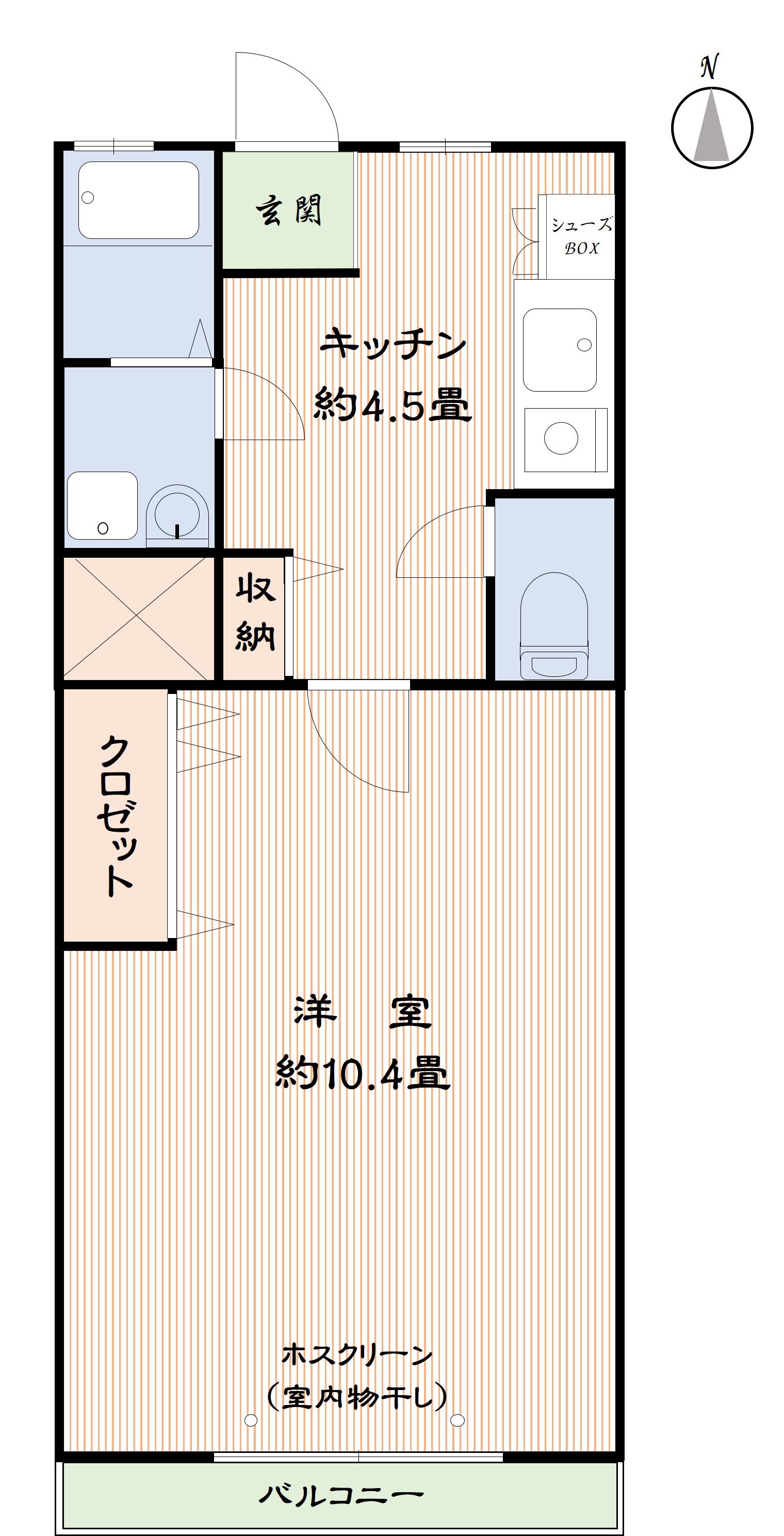 高川コーポ(1K/3階)の間取り写真