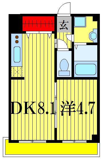 カンピオーネス(1DK/4階)の間取り写真