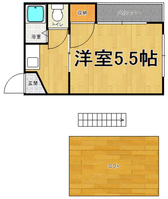 ドール友丘(ワンルーム/2階)の間取り写真