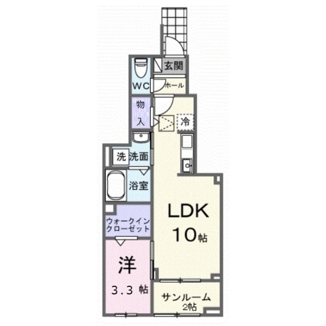 ヒカルサ清水本町(1LDK/1階)の間取り写真