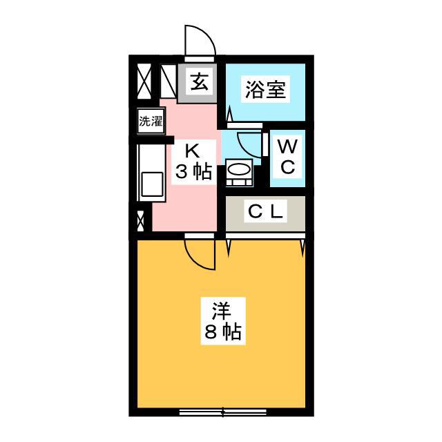 リヴェールSII(1K/1階)の間取り写真
