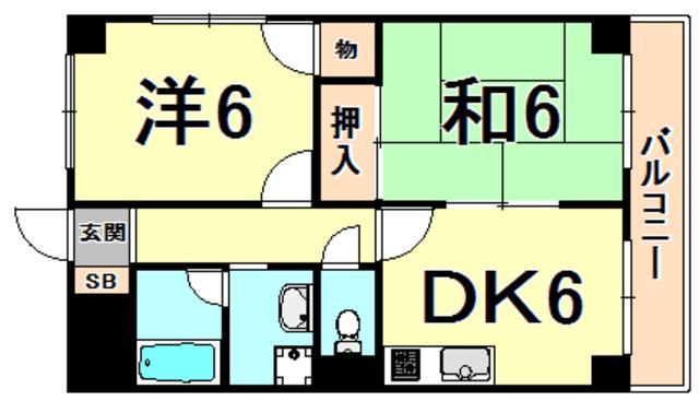 マンションフェニックス(2DK/2階)の間取り写真
