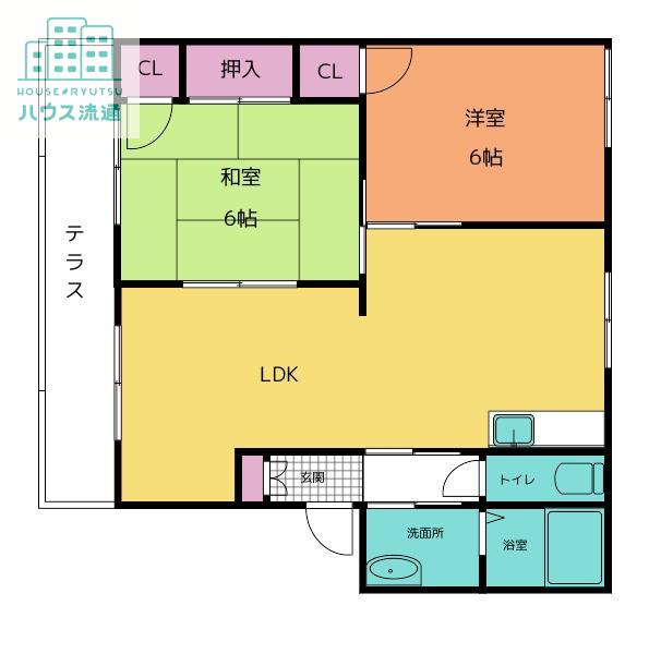 リヴィエル本町(2LDK/1階)の間取り写真