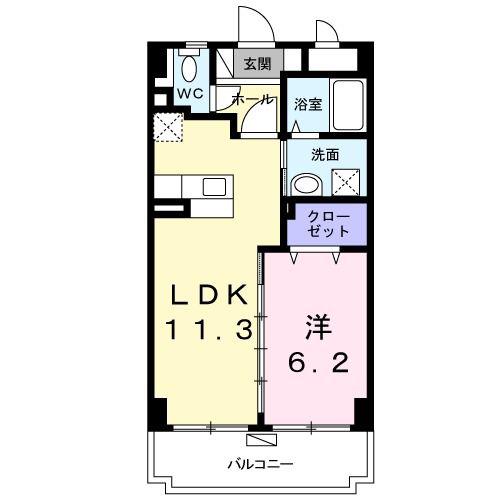 メイジョウ(1LDK/4階)の間取り写真